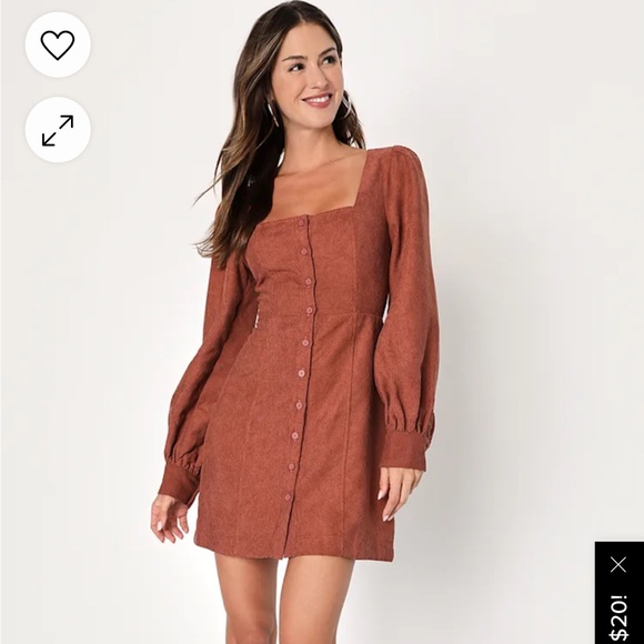 Elegant Rust Button-Up Dress - Picture 2 of 5